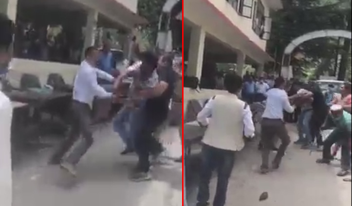 हिमाचल: कोर्ट परिसर में BJP नेता और पूर्व प्रधान में जमकर चले लात-घूंसे, महिला ने भी दिया साथ