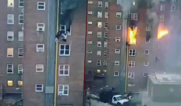 बिल्डिंग में लगी भयानक आग, 2 लड़कों ने ऐसे बचाई अपनी जान, वीडियो वायरल