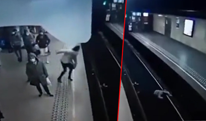आदमी ने ट्रेन के सामने महिला को दिया धक्का, CCTV फुटेज देख उड़ जाएंगे होश