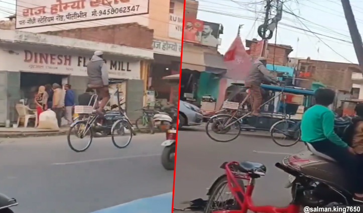 शख्स ने जुगाड़ से बनाया दो मंजिला साइकिल, वायरल वीडियो देख रह जाएंगे दंग