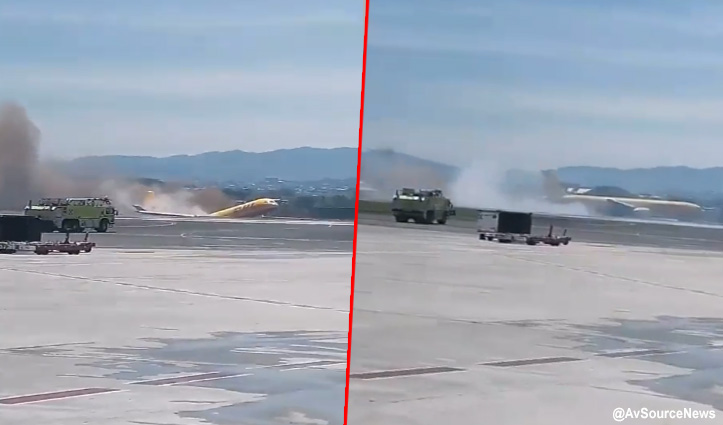 देखें वीडियोः कैसे हवाई अड्डे पर क्रैश लैंडिग के बाद दो टुकड़े हो गया कार्गो विमान