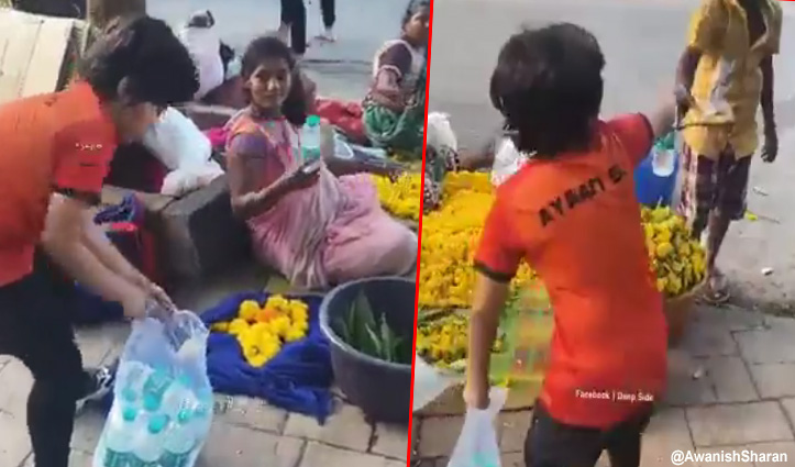 बच्चे ने की गर्मी में सामान बेच रहे लोगों की मदद, वीडियो हुई वायरल