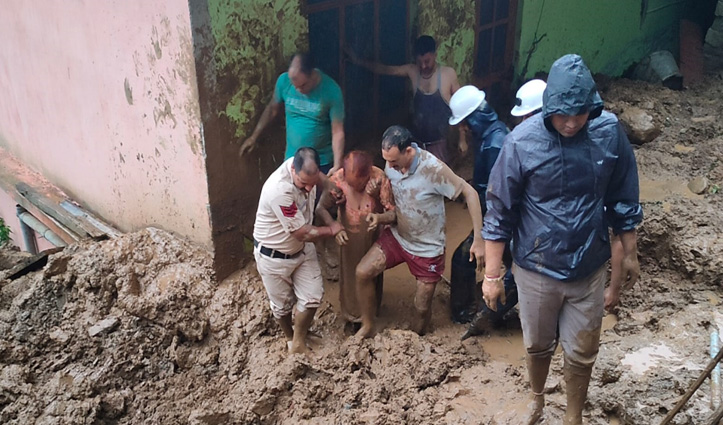 old women Stuck in debris till knees in sundernager rescue after 4 hours 