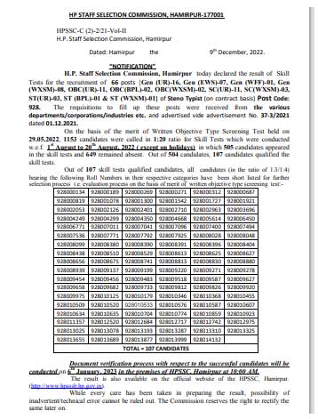 Steno-Typist Result