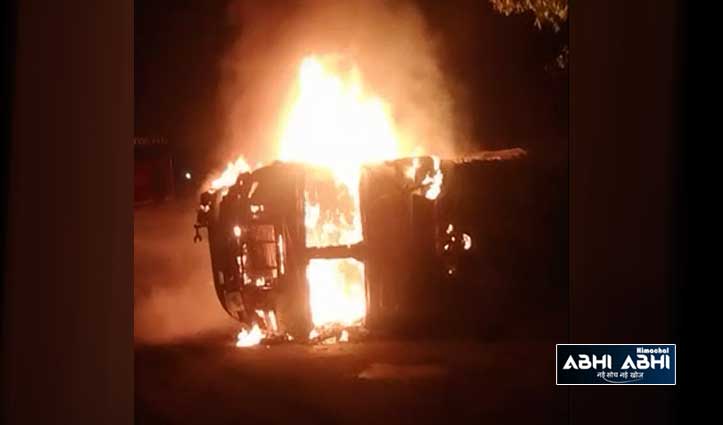 बिलासपुर के कोठीपुरा के पास सीमेंट से लोडेड ट्रक कैसे बना आग का गोला, देखें वीडियो