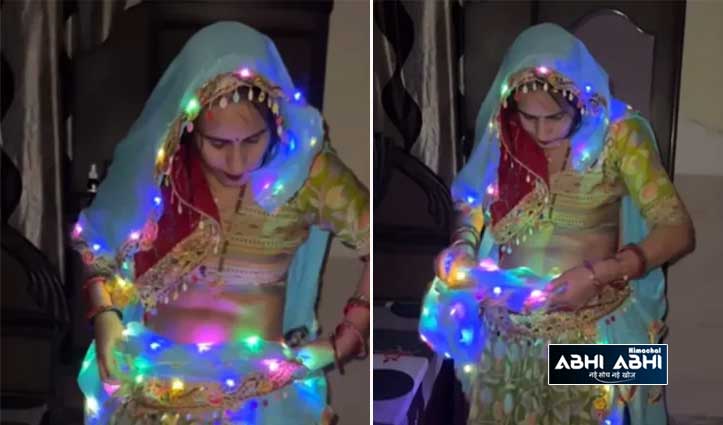 women-wore-lahanga-with-lights-on-diwali-video-viral