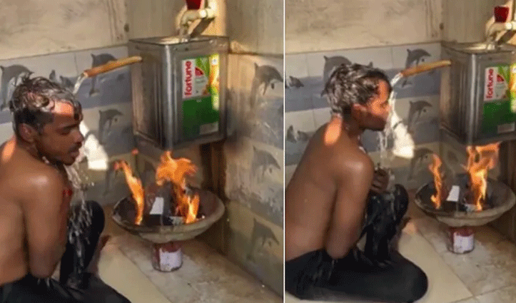 इस शख्स ने कर दिया सर्दी में नहाने का जुगाड़, देखकर आप भी पकड़ लेंगे माथा- Video