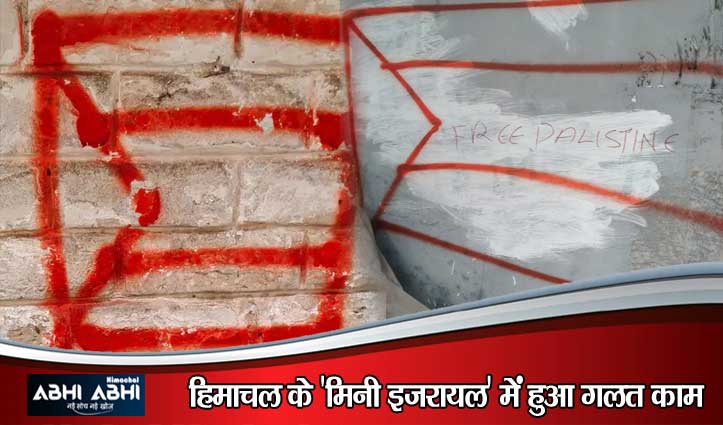 मैक्लोडगंज की दीवारों पर लिखे इजरायल विरोधी नारे, फिलिस्तीन का झंडा बनाकर दी धमकी
