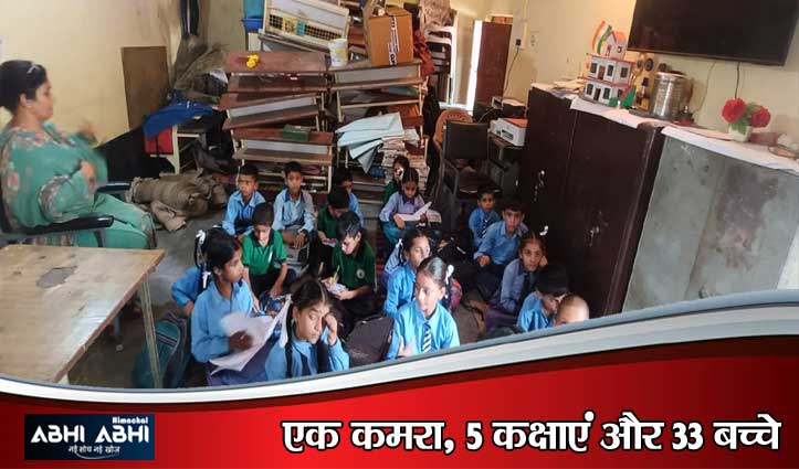 नूरपुर के खैरियां स्कूल में जर्जर भवन का खौफ: 33 बच्चे, 5 कक्षाएं और महज एक कमरा; पेड़ के नीचे पढ़ने को मजबूर मासूम